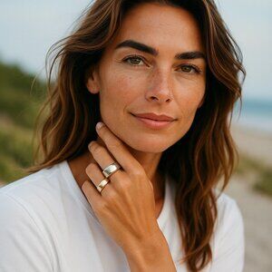 Open‎ Edit Set of 2 Cigar Band Rings Size 8